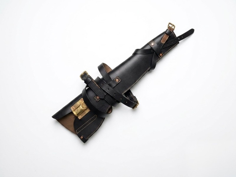 US WWII-WW2 M1 Carbine Rifle Leather Scabbard Black Color Reproduction.