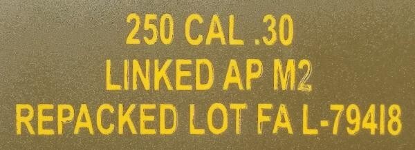 U.S. WWII .30 Cal. Ammo Box Stencil, – Stencil 016