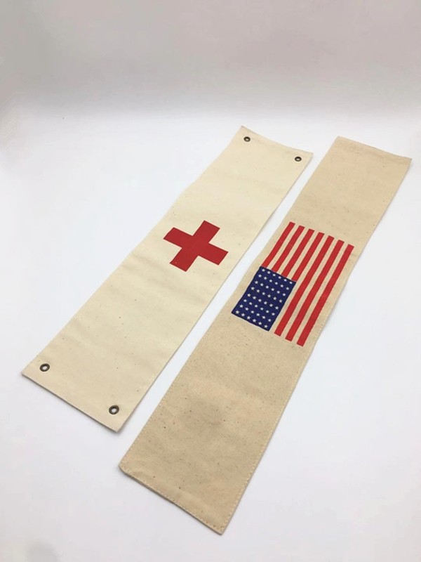 2PCS WWII US PARATROOPER FLAG ARM BAND & MEDIC MEDICAL RED CROSS SLEEVE BRASSARD gallery