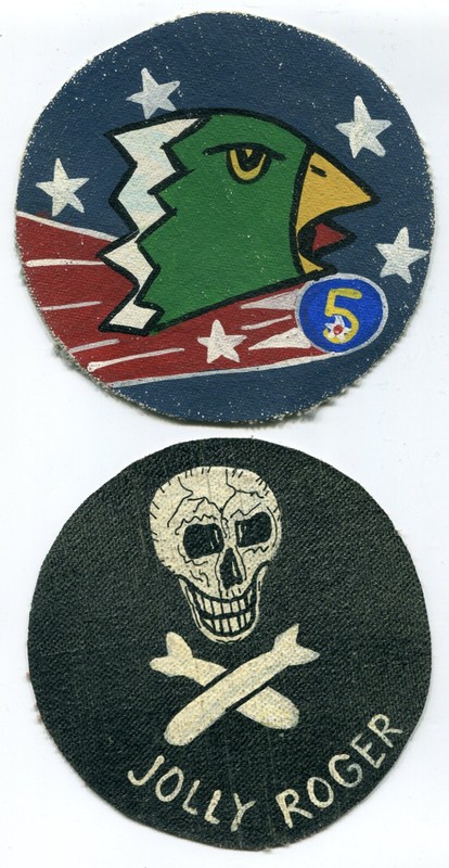 Four USAAF WWII Patches. – RKO Movie Studio Patches. – Hand Painted on Canvas
