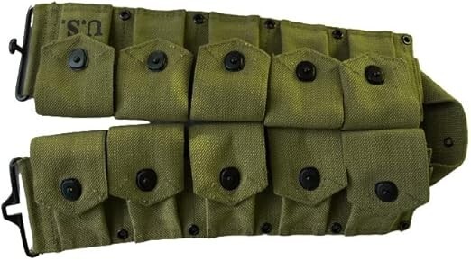 U.S M1923 WWII Springfield 10 Pocket Canvas Belt- 50Inches