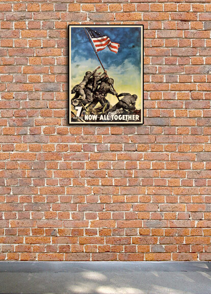 1940s “Now . . . All Together” Iwo Jima WWII Historic War Poster - 18x24 gallery