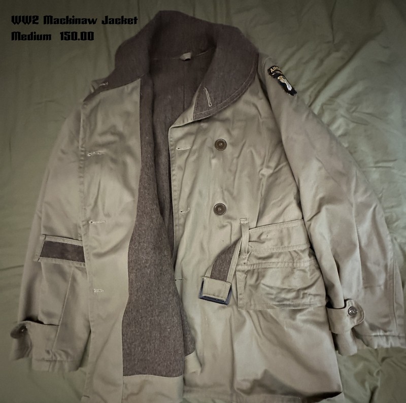 WW2 1943 Mackinaw Coat, wool lining in size medium