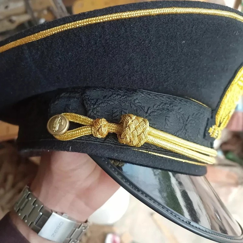 WW2 Italian Fascist Military Visor Cap M1895 Uniform Peak Officer Forage Hat gallery