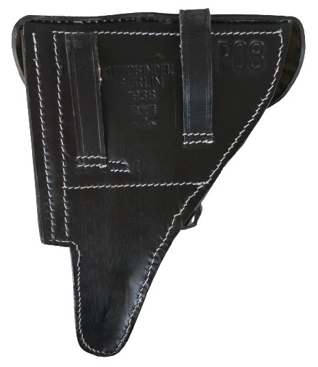 WWII GERMAN LUGER P08 Hardshell BLACK LEATHER HOLSTER WITH TOOLS gallery