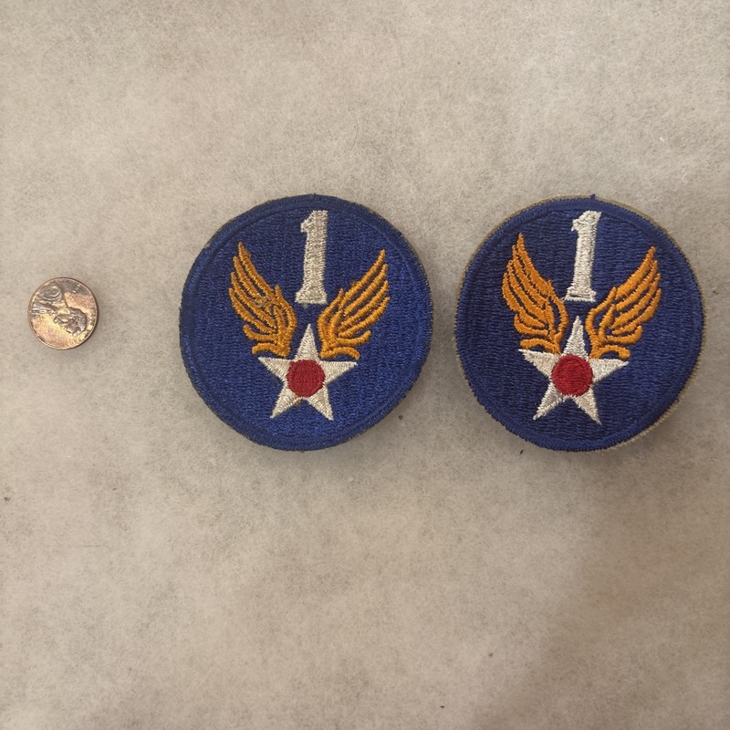 Pair Of US 1st Army Air Force WW2 US Air Corps Squadron Shoulder Uniform Patch**