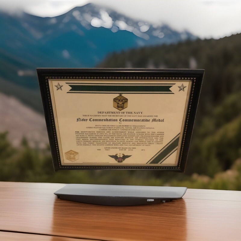 NAVY COMMENDATION COMMEMORATIVE MEDAL CERTIFICATE~Type 1 w/Free Custom Printing