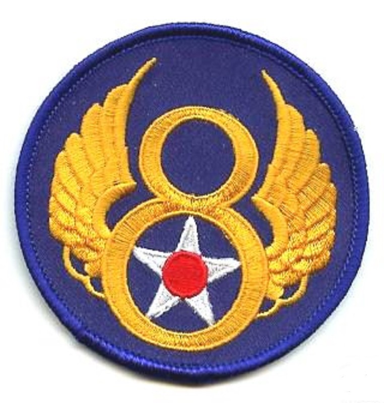 TRUE TO ORIGINAL REPRODUCTION USAAF WWII 8TH AIR FORCE iron-on INSIGNIA PATCH gallery
