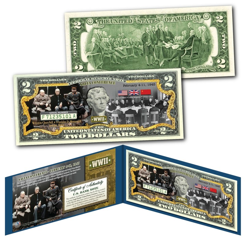 WWII YALTA CONFERENCE Germany’s Surrender Churchill Roosevelt Stalin US $2 Bill