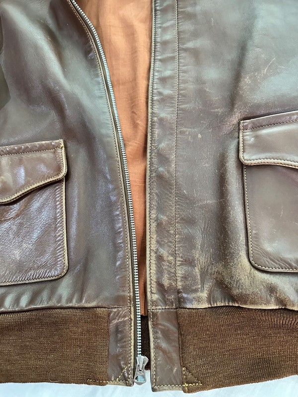 WWII USAAF A-2 Flight Jacket, Rough Wear Clothing Co. Contract 1401-P Exact Copy gallery