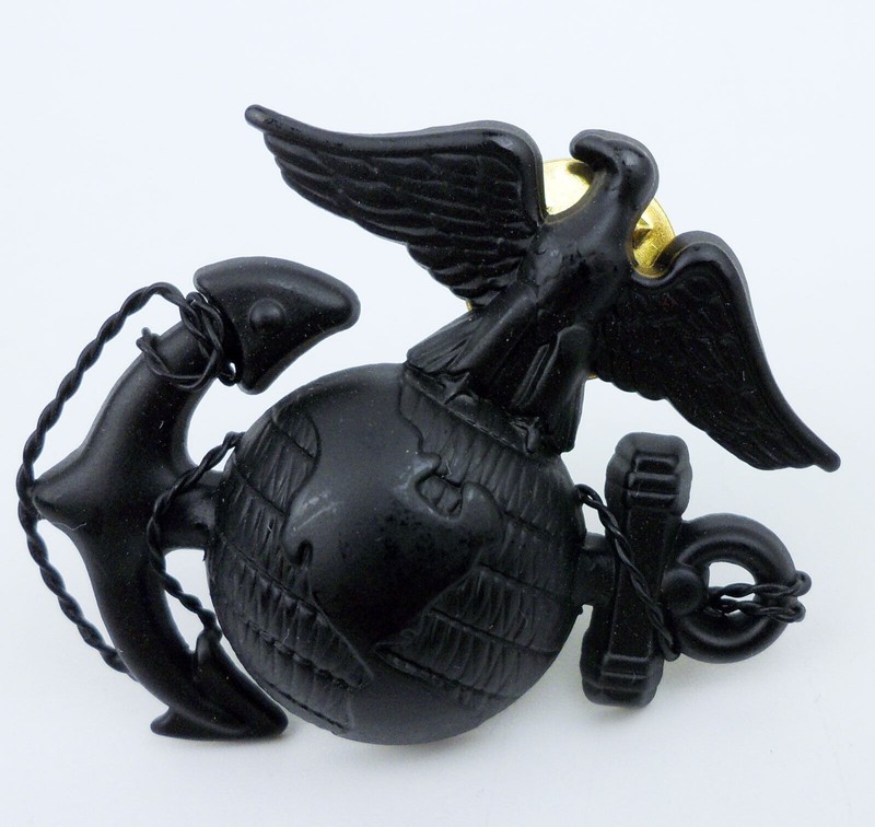 BLACK US MARINE CORPS OFFICER CAP BADGE INSIGNIA & COLLAR BADGE USMC BADGE gallery