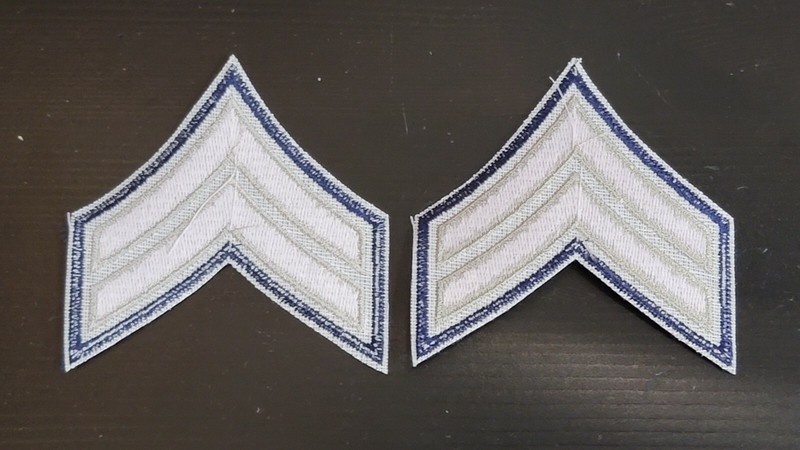 Repro WW2 US Army Corporal Fifth Grade Chevrons Rank Pair Silver Blues 020 gallery