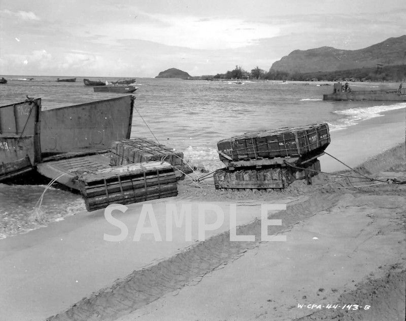 Landing Craft Unloads Supplies On Biak Beach WWII WW2 8×10 Photo 143c