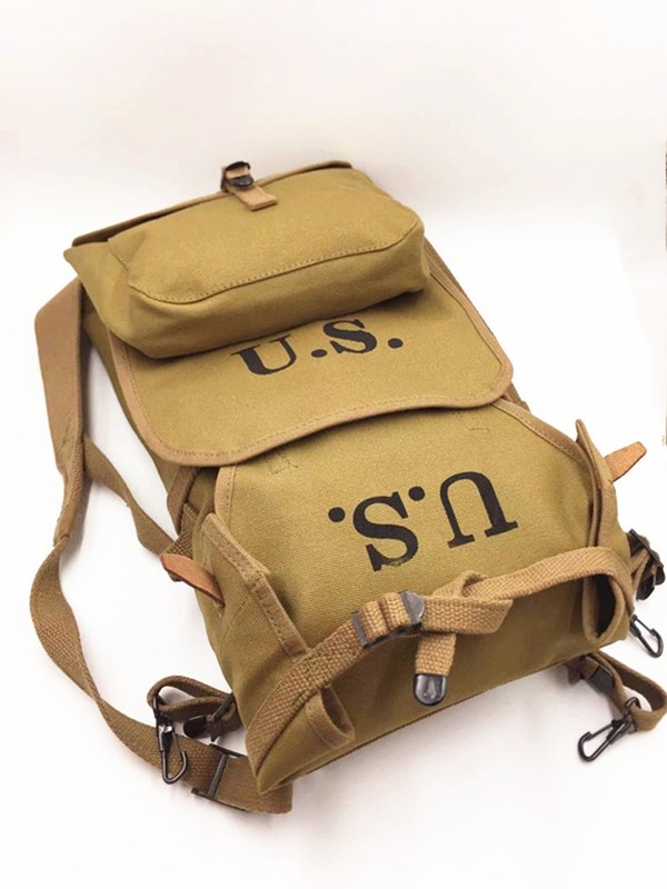 WWII WW2 US ARMY 1942 M1928 FIELD KNAPSACK BACKPACK & BELT COMBINATION SUIT gallery