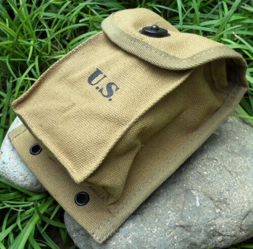 WW2 US ARMY .30 CARBINE AMMUNITION POUCH BULLET BAG CANVAS khaki
