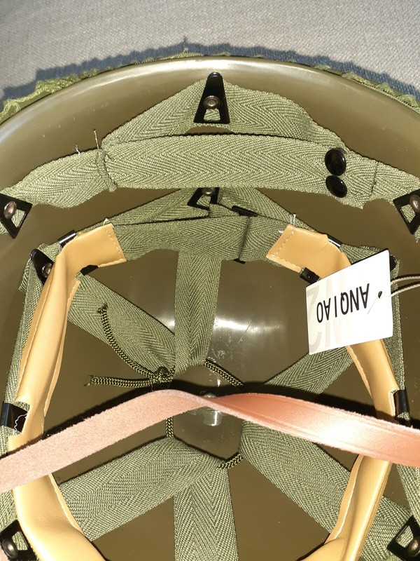WW2 US M1 Helmet Steel Field Green with Net Cover Eye Belt Reproduction gallery
