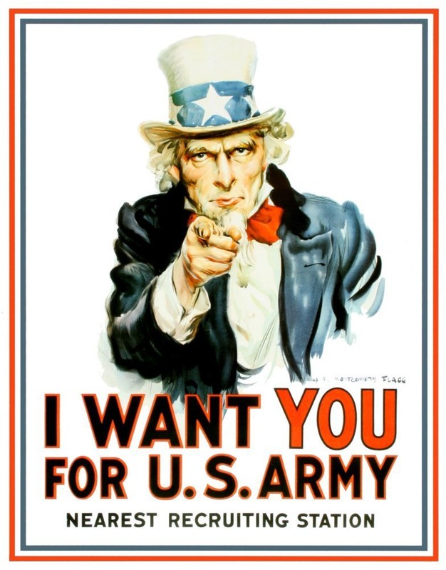 Uncle Sam I Want You US Army Recruiting Metal Tin Sign Made in the USA