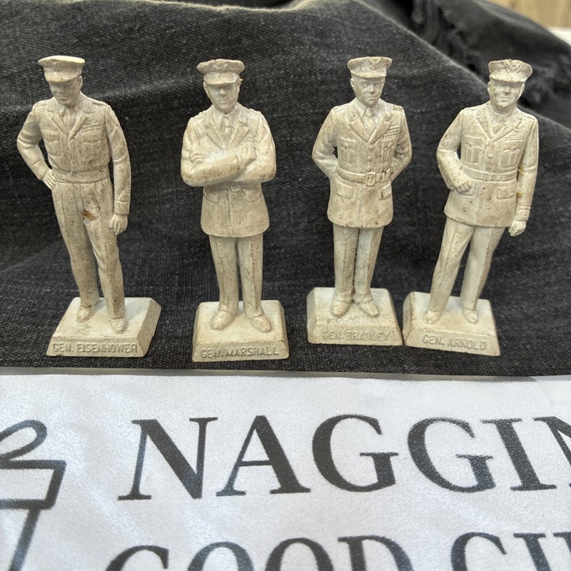 Unpainted WWII US Generals Set-Eisenhower,Marshall,Bradley & Arnold-Hard Plastic