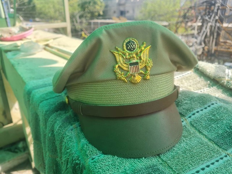 WW2 US Army Air corps Military Airforce Officers Khaki Crusher Visor Hat/Cap gallery