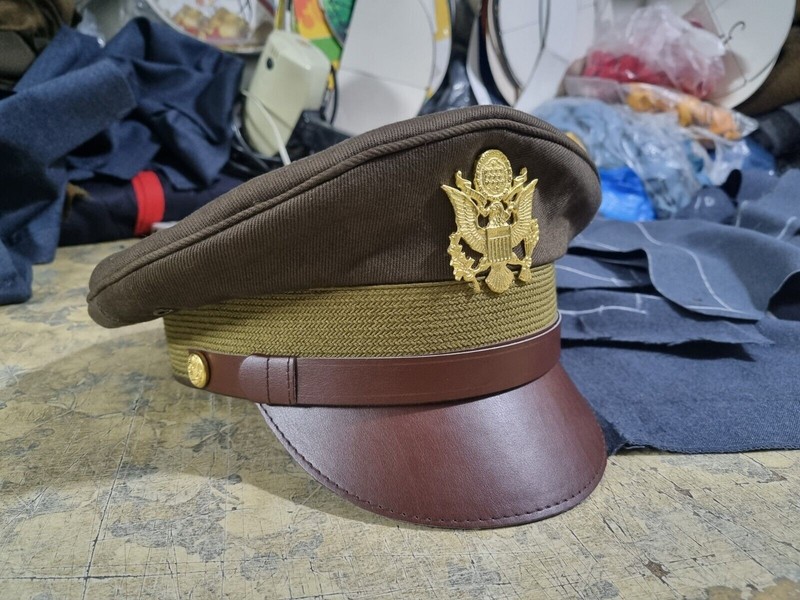 USA Military Cap U.S. Officer Visor Crusher Cap Winter (OD Green)- All Size
