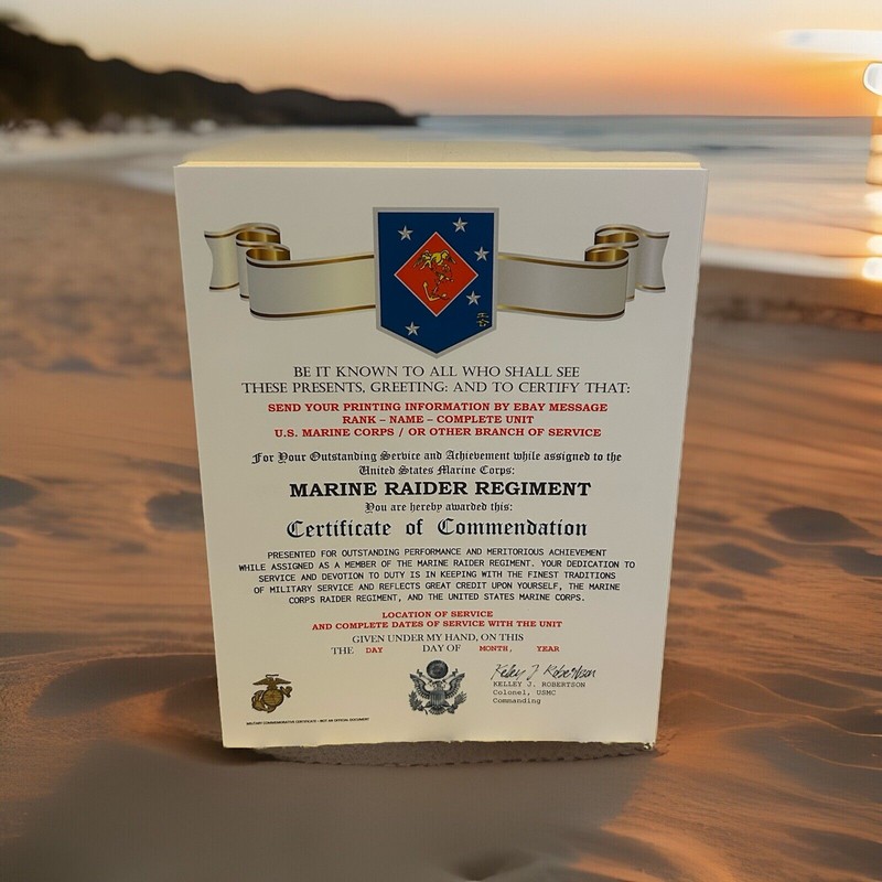 U.S. MARINE CORPS / MARINE RAIDER REGIMENT - CERTIFICATE OF COMMENDATION