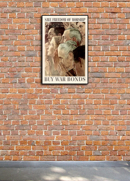 1943 “Save Freedom of Worship - Buy War Bonds” Vintage Style WW2 Poster - 24x36 gallery