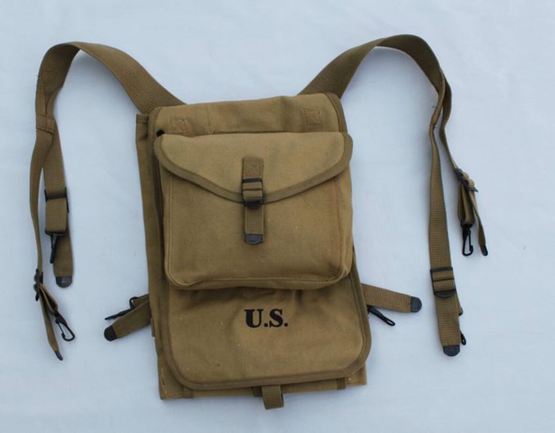 WW2 U.S. Army M1928 Carrier Pack Bag Haversack Canvas Suspenders gallery