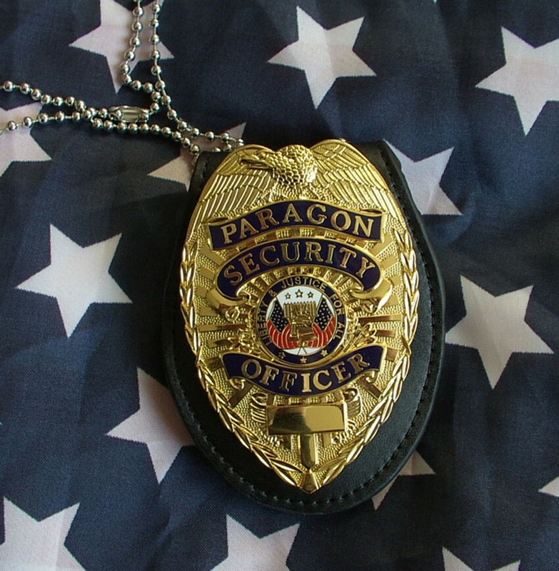 Black Leather US Police Badge Holder With Neck Chain Belt Clip-NO Badge gallery
