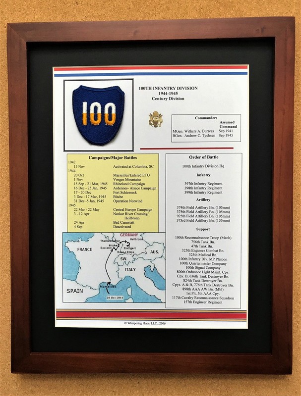 100th Infantry Division Insignia and History in World War II