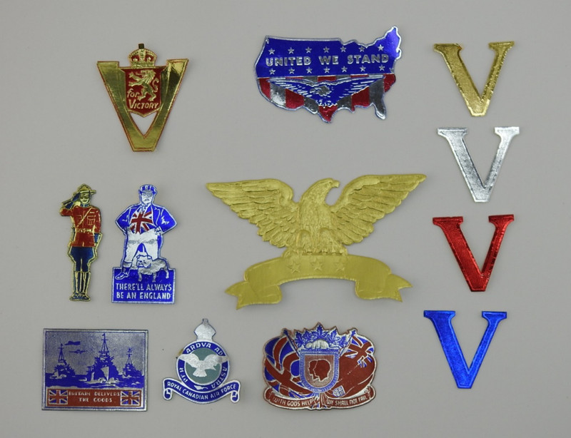 Vintage WWII Paper Epherma Lot Victory V Eagles Britain USA Patriotic 12pc Set