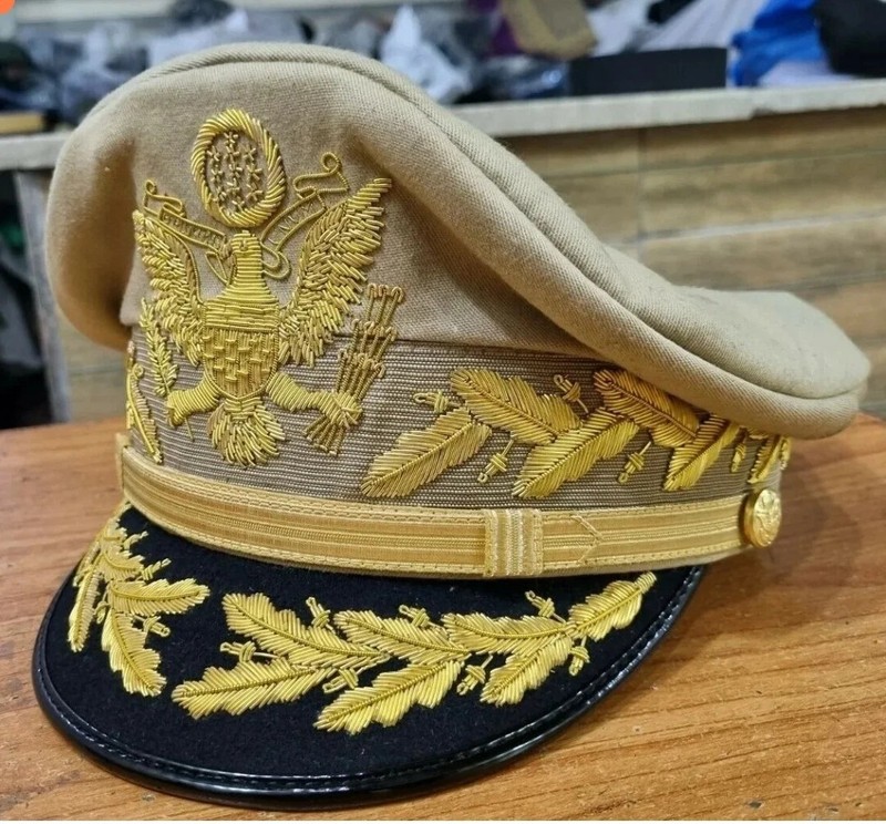US Army Peak Cap General Douglas Macarthur's Uniform Military Khaki Hat gallery