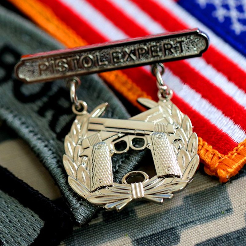 US USMC Marine Corps Pistol Expert Qualification Medal Badge Pin