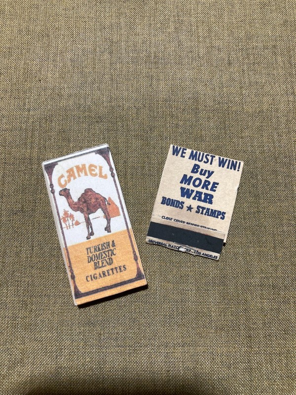 WWII US Army USMC K-Ration Small Camel box with C ration match book
