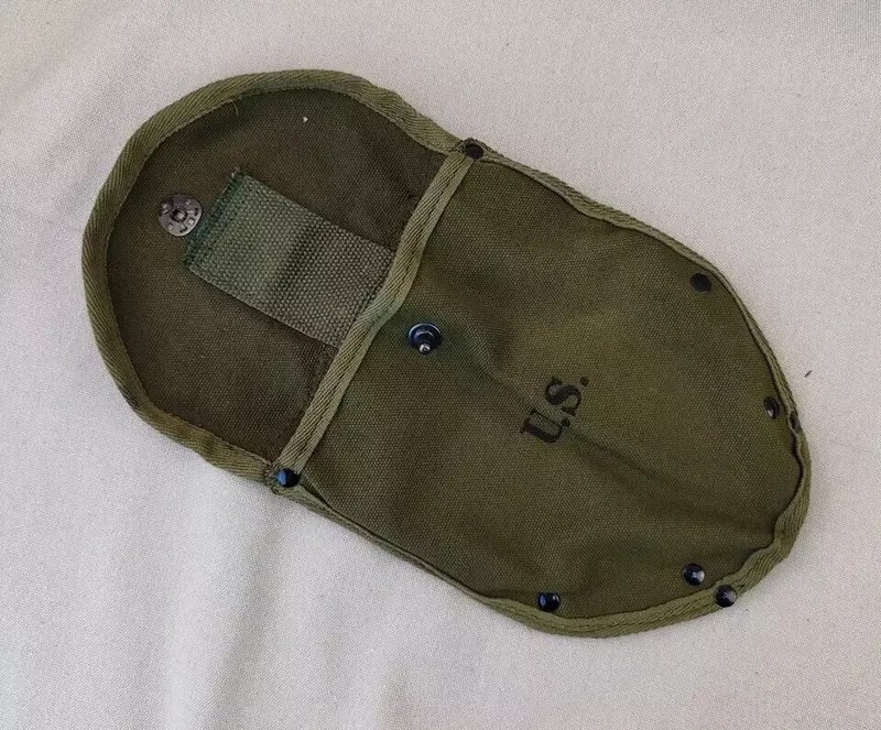 WW2 US ARMY M43 FOLDING SHOVEL HEAD COVER TOOL CARRIER OLIVE COTTON BELT POUCH gallery