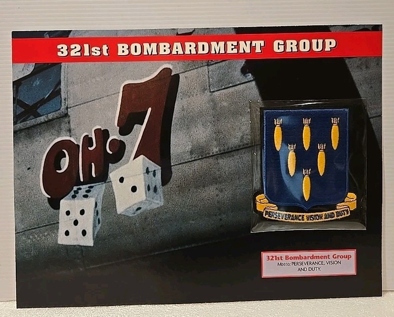 WWII Emblems Of Air War Patch 321st Bombardment Group “Perseverance Vision Duty"