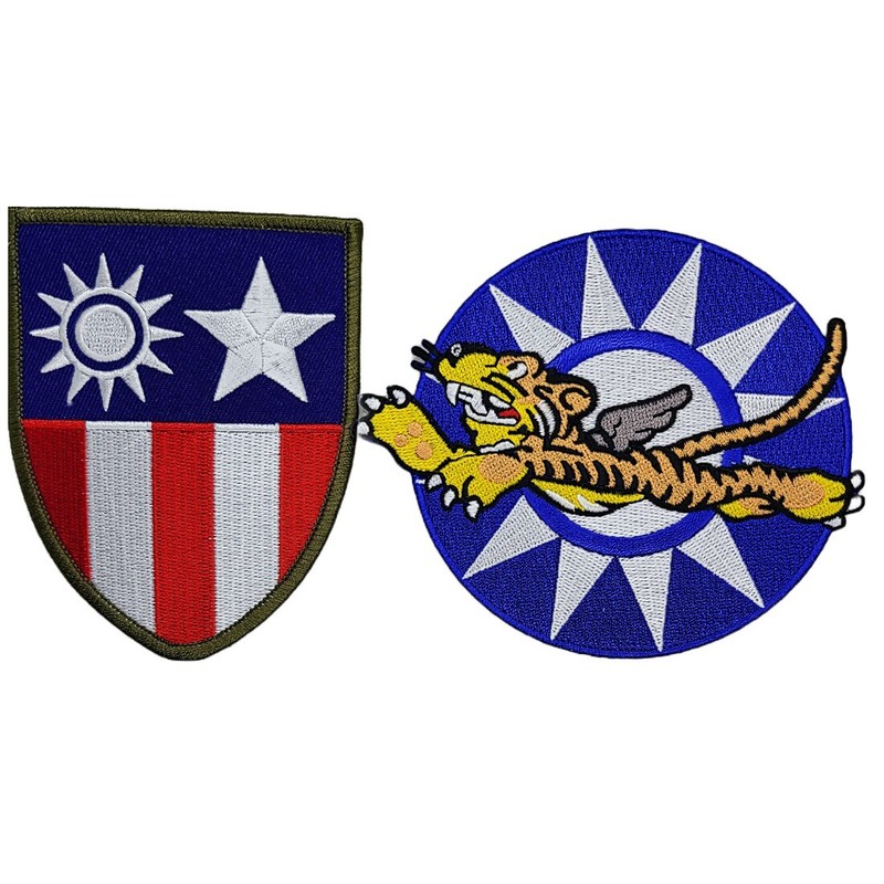 WWII USA Army China Burma India CBI Theater Flying Tiger Patch -2PC -Iron on