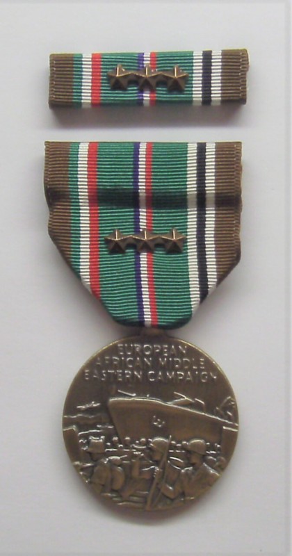 WW II European African Campaign Medal with Ribbon 3 BATTLE STARS