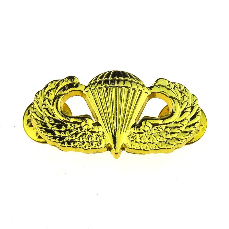 US ARMY AIRBORNE PARATROOPER PARACHUTIST JUMP WINGS BADGE INSIGNIA PIN GOLDEN