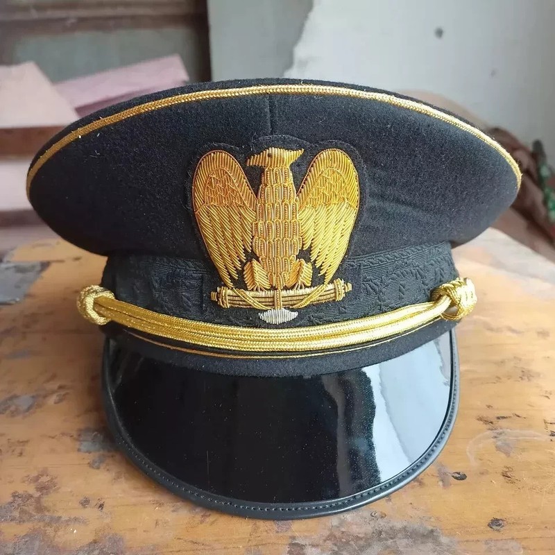 WW2 Italian Fascist Military Visor Cap M1895 Uniform Peak Officer Forage Hat gallery