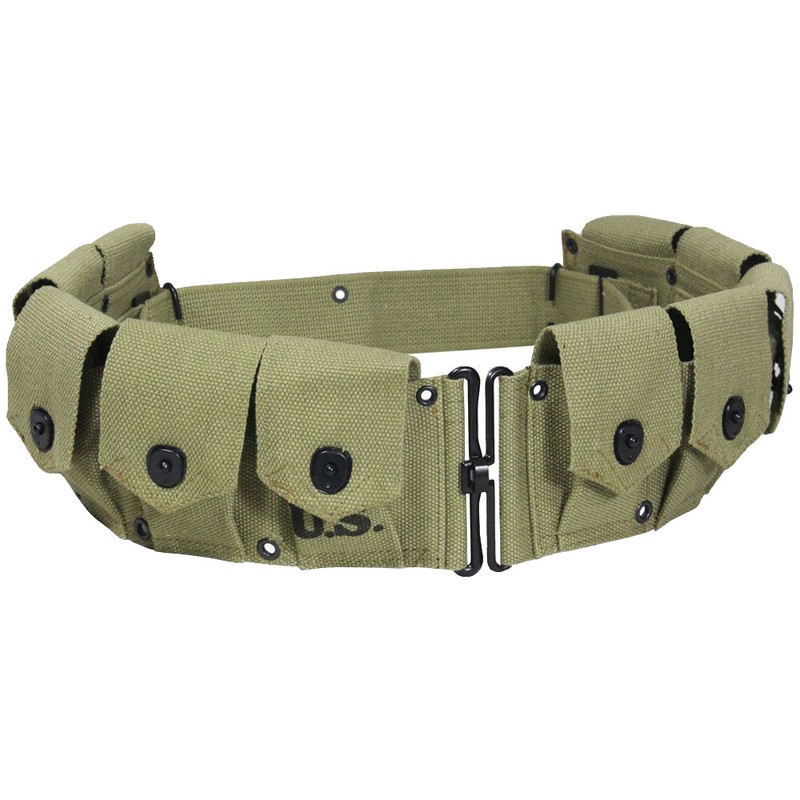U.S.WWII Springfield M1923 Garand Cartridge Canvas 10 Pocket Belt Olive Green