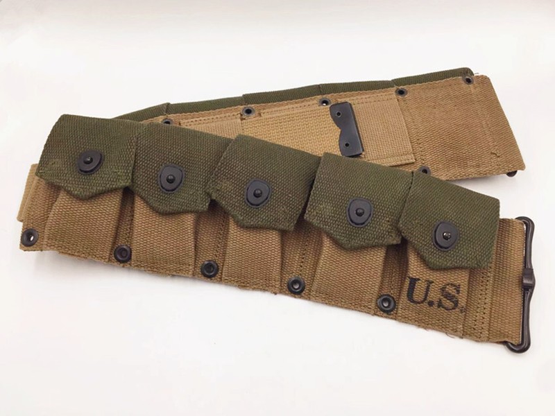 WWII US ARMY M-1923 CARTRIDGE SOLDIER Outdoor Military EQUIPMENT 10 POUCH BELT gallery