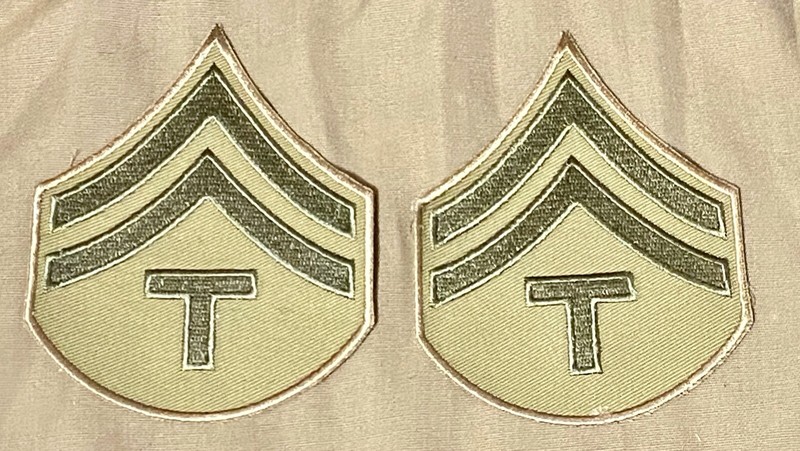 US Army WWII Summer Technical Corporal Chevrons, New Reproduction, 1 Pair