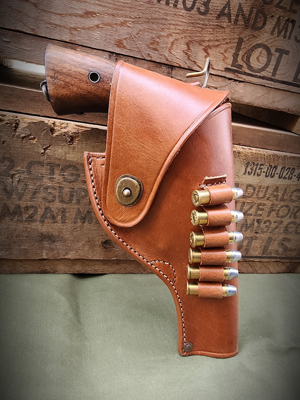 US S&W Victory Model Revolver Holster Brown Leather .38 Special Shell Loops gallery