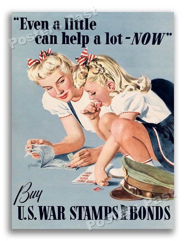 1940s “Buy U.S. War Stamps” WWII Historic Propaganda War Poster - 18x24