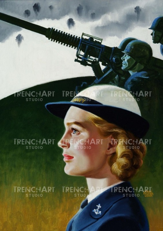 WWII Propaganda Poster print girl army uniform vintage machine gun sailor plane gallery