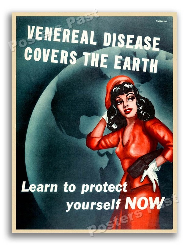 1940s Venereal Disease Covers The Earth WWII Health War Poster – 18×24