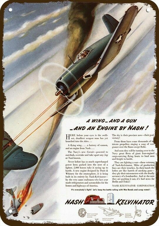 1942 WWII U.S. NAVY CORSAIR AIRPLANE Vintage-Look DECORATIVE REPLICA METAL SIGN