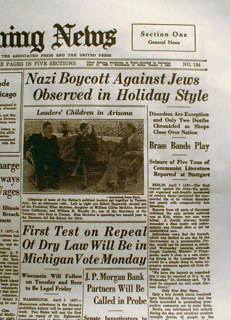 15 newspapers 1933-1946 KRYSTALLNACHT Holocaust Seen as front page news JUDAICA gallery