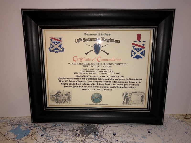 18TH INFANTRY REGIMENT / COMMEMORATIVE - CERTIFICATE OF COMMENDATION gallery