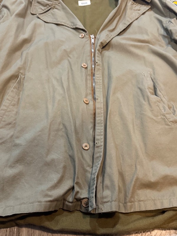REPRODUCTION WW2 SEMS INC M1 ARMY FIELD JACKET W/PATCHES-SIZE 50R gallery